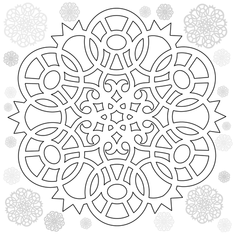 Snowflake With Gears Coloring Page